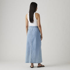 Column Wrap Skirt Wrapped In Blue