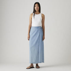 Column Wrap Skirt Wrapped In Blue