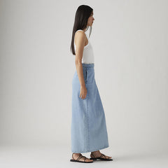 Column Wrap Skirt Wrapped In Blue