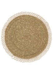 Napperon rond naturel avec corde