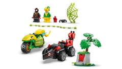 Course-poursuite entre Spin et Electro en dino-véhicules