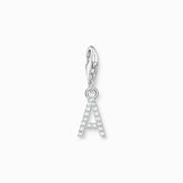 Pendentif Charm lettre avec pierres blanches argent