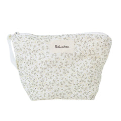 Petite trousse fleurs fond beige