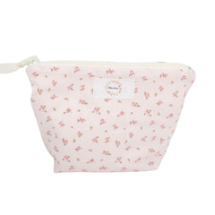 Petite trousse fleurs fond rose
