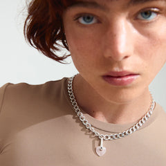 Pendentif coeur en quartz rose ou agate CHARM