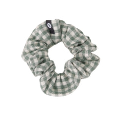 Chouchou élastique à cheveux en lin à carreaux