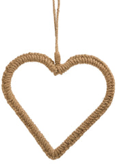 Ornement coeur en jute naturel