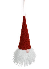 Ornement tête de Père Noël en polyester, rouge/blanc