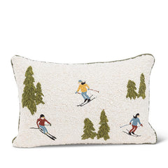 Coussin rectangulaire en boucle avec motif scène de ski