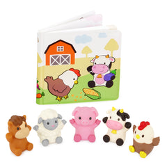 Battat - Marionnettes à doigts "Farm Friends" avec livre couleurs changeantes