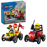 Lego CITY - Course de camion pizza vs camion de pompier