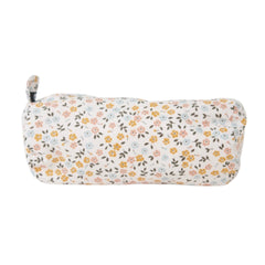 Petite trousse fleurs clorées fond beige cylindre