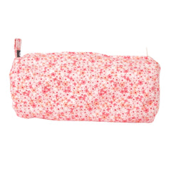 Petite trousse fleurs roses cylindre