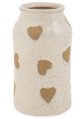Vase beige motif coeurs