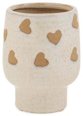 Petite jardinière beige motif coeurs