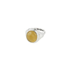 Bague ROOT en jade jaune plaqué argent