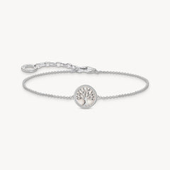 Thomas Sabo Bracelet à breloque arbre de l'amour, émail blanc