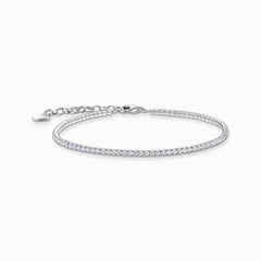 Bracelet en argent avec petites pierres en zirconium blanc