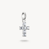 Pendentif Charm croix avec pierres blanches Connect argent