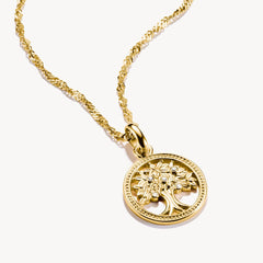 Pendentif Charm arbre de l’amour avec pierres blanches Connect plaqué or