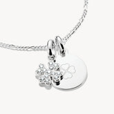 Pendentif Charm trèfle à quatre feuilles avec pierres blanches Connect argent