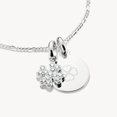 Pendentif Charm trèfle à quatre feuilles avec pierres blanches Connect argent