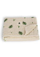 Couverture en mousseline de coton avec sac à dos assorti, certifiée biologique | Bébés et tout-petits | Douce et respirante | Unisexe, garçons, filles | Taille L 119,4 x 119,4 cm