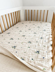 Couverture en mousseline de coton avec sac à dos assorti, certifiée biologique | Bébés et tout-petits | Douce et respirante | Unisexe, garçons, filles | Taille L 119,4 x 119,4 cm