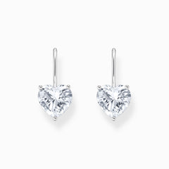 Pendants d’oreilles avec cœur en zircone blanche, argent