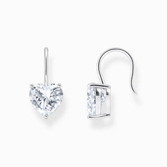 Pendants d’oreilles avec cœur en zircone blanche, argent
