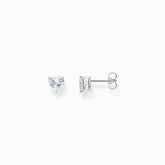Boucles d'oreilles en argent en forme de cœur avec zircon blanc