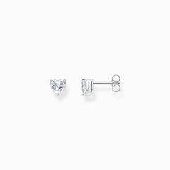 Boucles d'oreilles en argent en forme de cœur avec zircon blanc