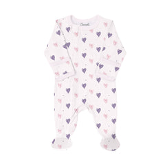 Pyjama en modal coeurs sur fond rose 3 mois - 10 ans