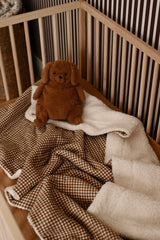 Couverture mousseline et sherpa - Vichy brown