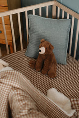 Drap contour lit de bébé - Vichy brown