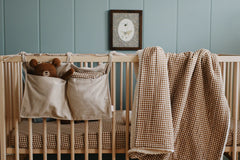 Drap contour lit de bébé - Vichy brown