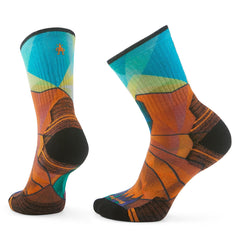 Chaussettes de randonnée pour femmes avec coussinet ciblé Mountain Prism Print Crew
