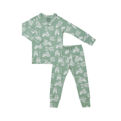 Pyjama en modal Tractors on Lily pad Blue 3 mois - 8 ans