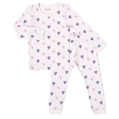 Pyjama en modal coeurs sur fond rose 3 mois - 10 ans