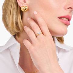 Bague avec zircon blanc en taille brillant