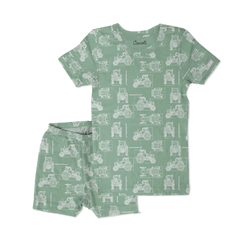 Pyjama en modal Tractors on Lily pad Blue 3 mois - 8 ans