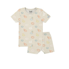 Pyjama en modal Pool floaties on beige 3 mois - 10 ans