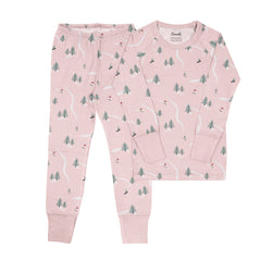 Pyjama en modal ski on pink 3 mois - 10 ans