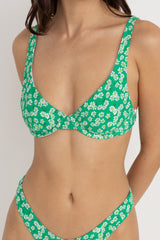 Evergreen floral underwire top