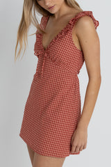 Lola check ruffle mini dress