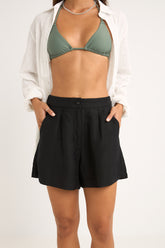 mini linen elasticatied short