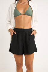 mini linen elasticatied short