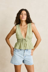 Vista stripe tie front top