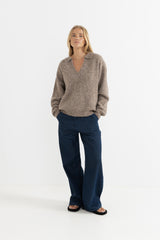 Quinn V-Neck collared jumper