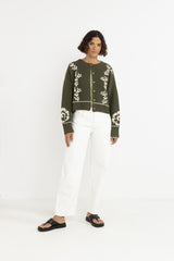 Antique floral crop cardigan